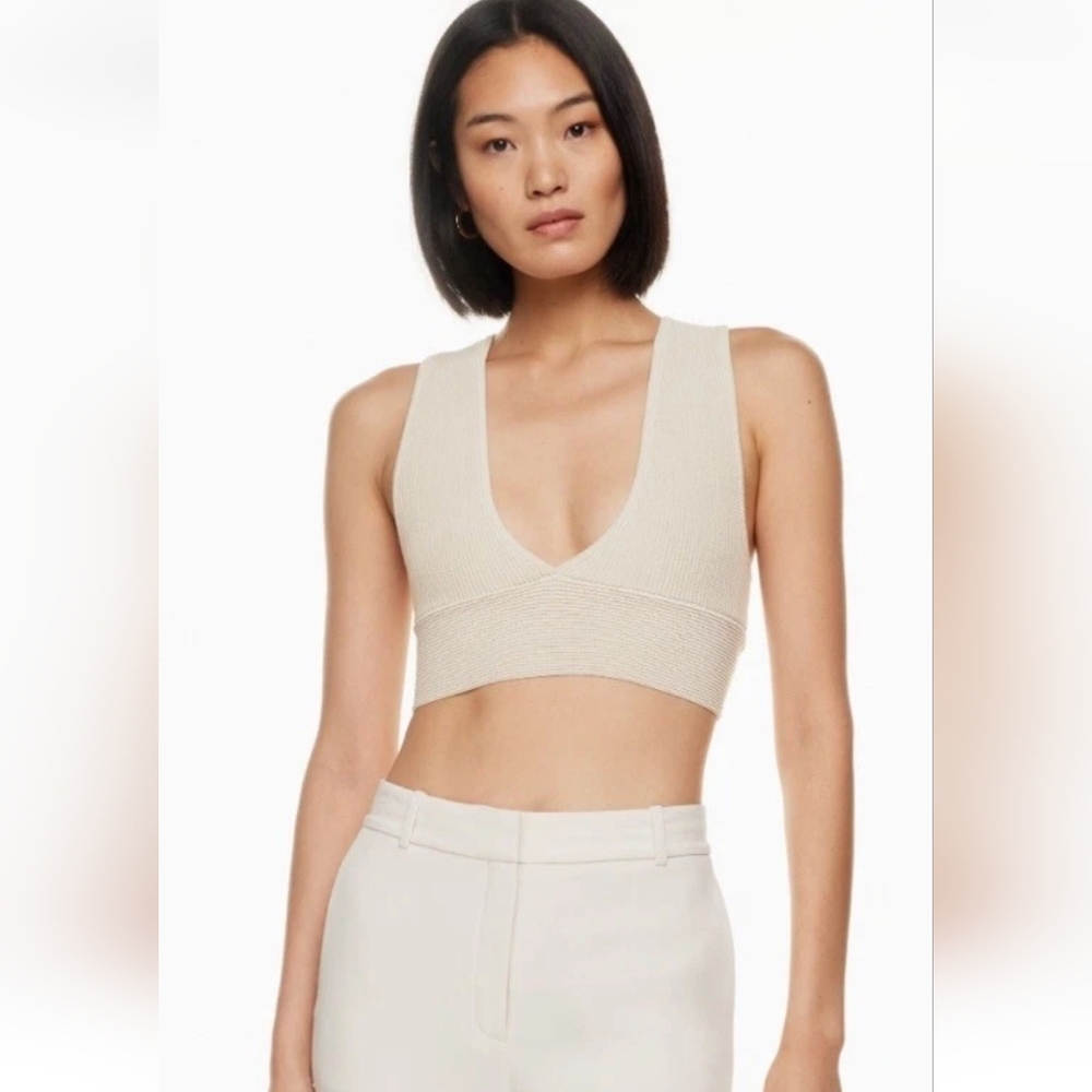 Babaton Sculpt Knit Deep V Tank In Matte Pearl - Size XS